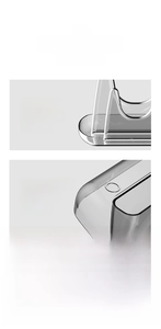 Detail of grey kitchen pot lid rack showing anti-slip pads and sturdy U-shaped slots