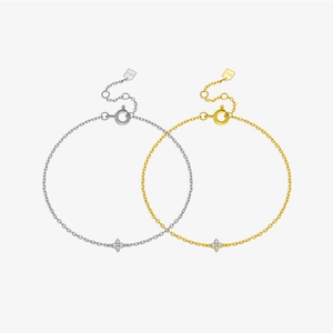 Four Leaf Clover Bracelet 925 Sterling Silver Rhinestone Adjustable Chain Minimalist Light Luxury Jewelry For Women