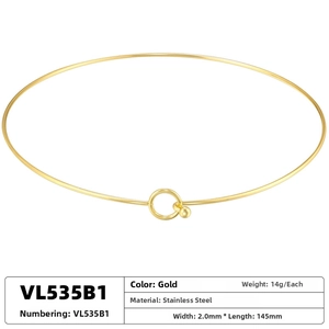 Detailed specs of 2.0mm gold stainless steel neck ring showing 145mm diameter dimensions