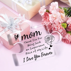 Acrylic puzzle keepsake with butterfly and flower patterns, perfect Mother's Day gift ornament