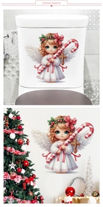 Detailed Christmas angel wall sticker showing winged fairy design on bathroom tiles