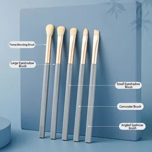 5pcs professional makeup brush set with soft bristles and blue handles for eyeshadow