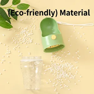 Portable pet water bottle with green trough and transparent bottle body for dogs