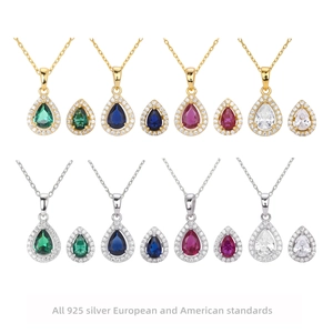 Luxury 925 Sterling Silver Waterdrop Rhinestone Necklace And Earrings Jewelry For Women Pave Wedding Party Accessories