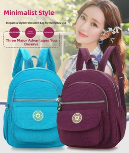 Close-up of waterproof nylon backpack material in blue and purple colors