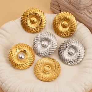 Orecchini a disco a spirale in acciaio inossidabile finiture oro e argento da donna