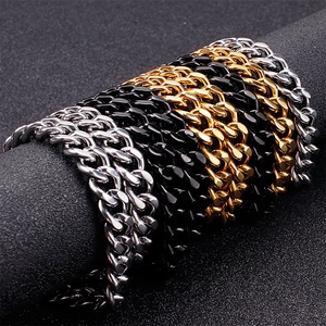 Collier Bracelet Chaîne À Maillons Cubains En Acier Inoxydable Pour Hommes Hip Hop Mode Bijoux En Métal
