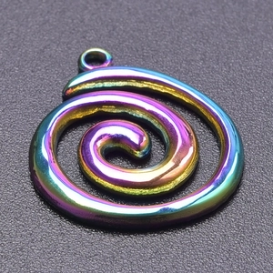 Macro shot of 18k gold plated rainbow spiral pendant for DIY jewelry crafting