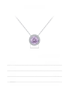 Détails du collier en argent s925 avec pendentif zircon lavande de 8mm et mesures