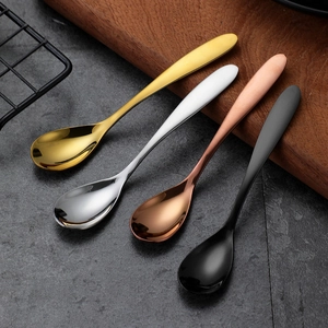 Polished 304 stainless steel dessert and coffee spoons in four elegant metallic finishes