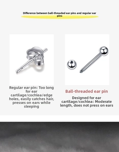 Comparison showing secure screw-back vs butterfly clutch on titanium steel stud earrings