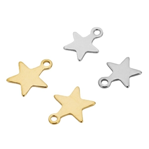 Polished stainless steel star charms in gold and silver finish for jewelry making