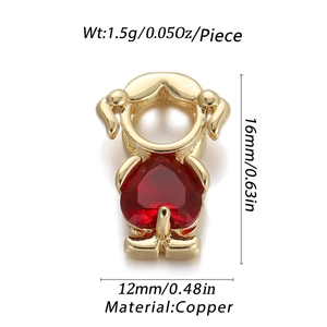 Detail view of heart zircon pendant with pearl head and copper material specifications