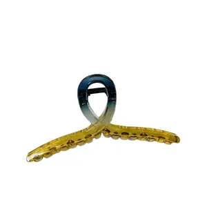 Minimalist 13cm gradient blue and amber resin hair claw clip with strong metal spring