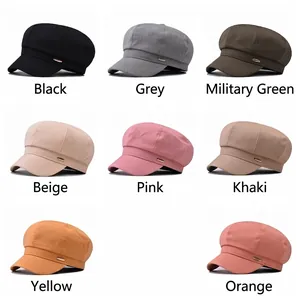 Classic cotton octagonal baker boy hats for women in eight versatile stylish colors