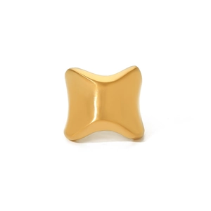 Minimalist thick curved bow knot gold titanium steel ring for men and women