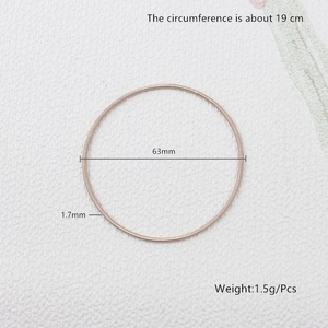 Detailed 1.7mm rose gold spring steel bracelet specifications with 63mm inner diameter