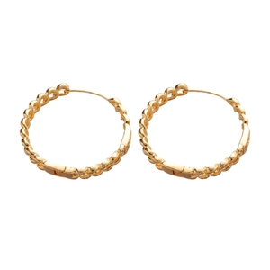 Elegant 18k gold plated twisted hoop earrings with sparkling zircon gemstones