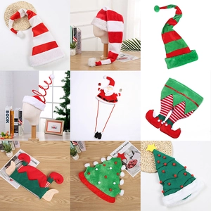 Collage of diverse 2024 Christmas hats including Santa, elf, and festive tree designs