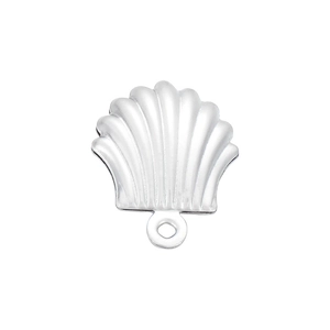 Polished silver stainless steel shell pendant with attachment loop for DIY jewelry
