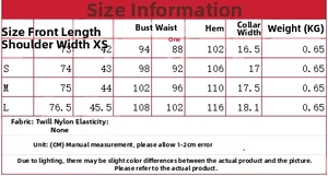 Detailed size chart for wool blend herringbone blazer including bust and shoulder specs