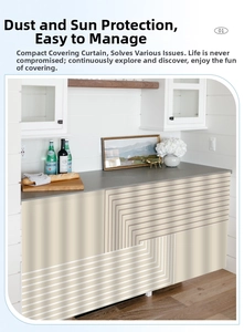 Detail of geometric pattern dust-proof cabinet curtain with adhesive velcro strip