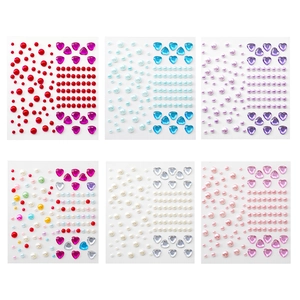 Face Gems Sticker Heart Artificial Pearl Rhinestone Self Adhesive Makeup DIY Party Festival Body Art Jewelry For Kids Women