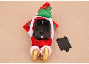 Detailansicht des Batteriefachs und Ein-/Ausschalters vom elektrischen Weihnachtsmann