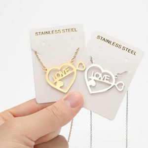 Collana Con Ciondolo A Cuore In Acciaio Inossidabile Lettera LOVE Svuotata Catena Da Clavicola Geometrica Gioielli Da Donna Stile Minimalista