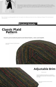 Macro shot of herringbone wool flat cap showing fabric texture and brim flexibility