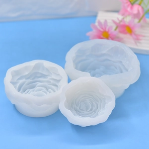 Set di 3 stampi in silicone a forma di peony in varie dimensioni per candele e saponi