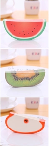 Detail view of 3D fruit-shaped sticky notes featuring apple, watermelon, and kiwi designs