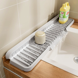 Silicone Sink Draining Mat Foldable Faucet Splash Guard Sloped Countertop Drying Tray Kitchen Bathroom Non-Slip