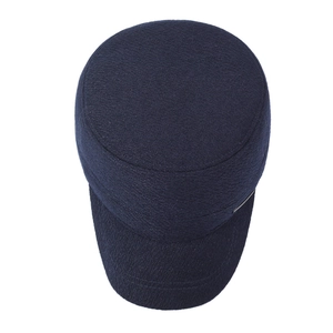 Men's navy blue thermal cadet cap with textured weave for autumn and winter outdoor wear