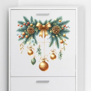 Christmas bow and ornaments wall sticker for holiday home and furniture decoration