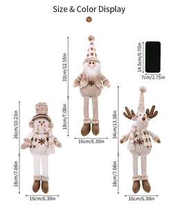 Größenanzeige von nordischen Weihnachtsfiguren aus Plüsch mit Weihnachtsmann und Rentier
