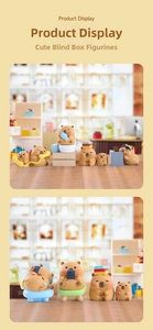 Detailed view of miniature Capybara figurines in various cute and creative poses