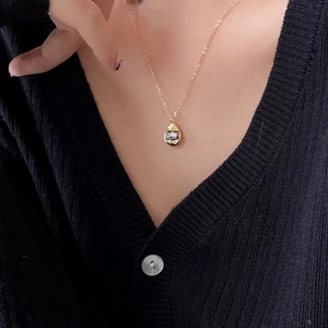 Minimalist 925 sterling silver necklace with teardrop dalmatian stone pendant for women