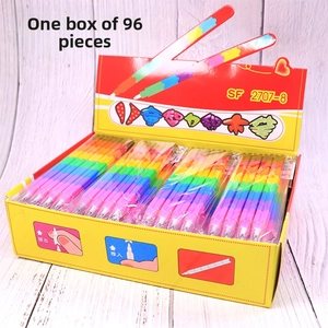 Wholesale bulk box of 96 rainbow stackable pencils with push-point design for students