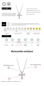 Detail of S925 silver cross necklace featuring D color VVS1 moissanite stones