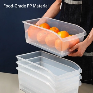 Stackable food-grade PP refrigerator organizer bins for kitchen storage and fruits