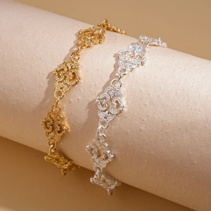 Retro hollow heart and cloud metal bracelets in gold and silver finish for women