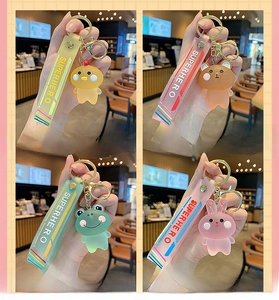 Collection de porte-clés animaux en résine givrée avec ours, lapin, poussin et grenouille