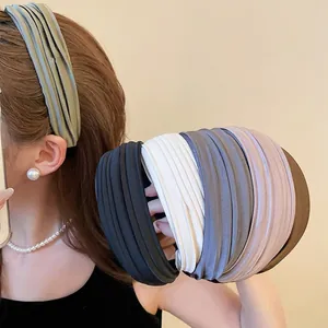 Bandeau En Tissu Froncé Élégant Serre-Tête Large Plissé En Satin Style Coréen Accessoires De Mode Pour Femmes