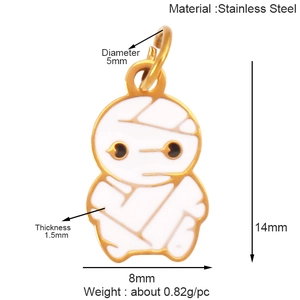 Golden stainless steel mummy pendant for holidays with detailed size and weight specs