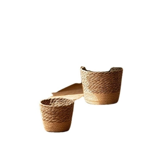Natural seagrass woven flower pot baskets in two sizes for Nordic home decor plants