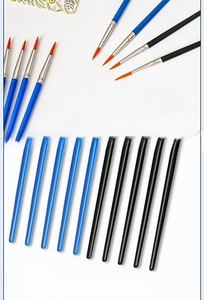 Detail of nylon brush heads with nickel-plated aluminum tubes and ergonomic handles