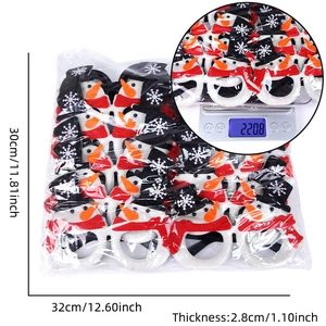 Detail shot of Christmas snowman glasses pack with dimensions 32x30x2.8cm and 220.8g weight