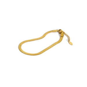 18K gold plated stainless steel snake chain anklet with lobster clasp on white background