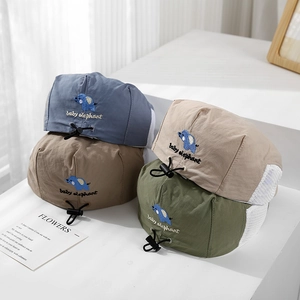 Breathable baby elephant summer hats for boys in four colors with mesh and adjustable cord